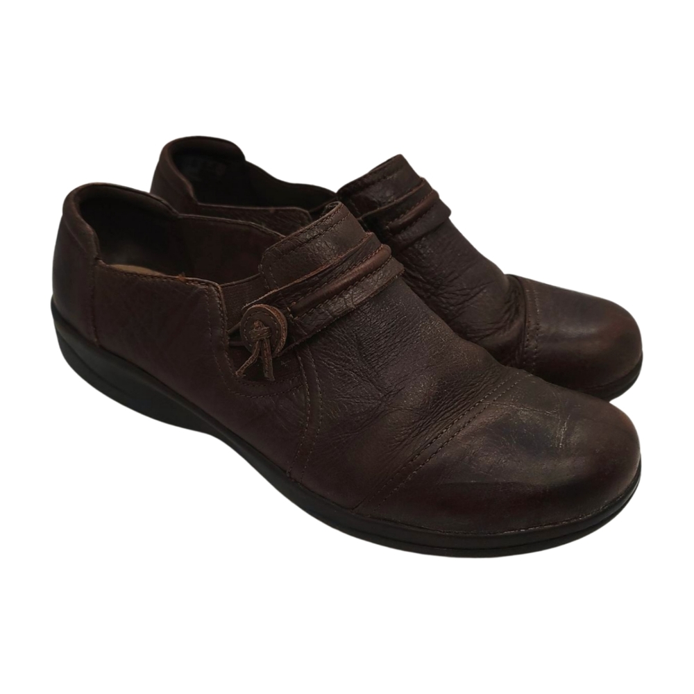 Collection by Clark's Women's Brown Leather Comfort Shoes Size 8.5W